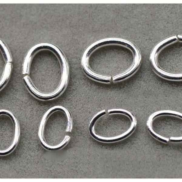 Oval Open Jump Rings 0.7x4.8x3.5; 0.9x6.5x4.5; 1.2x8.0x6.5 mm 925 Sterling Silver Chain Findings for Handmade Jewelry Making Wholesale Bulk