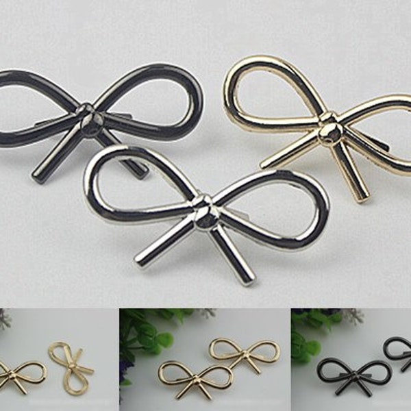 Bow Purse Label 1/10pcs Bag Hardware Charm Gold Gunmetal Black Handmade Purse Handbag Making Metal Decoration 45mm 1 3/4" Wholesale Supplies