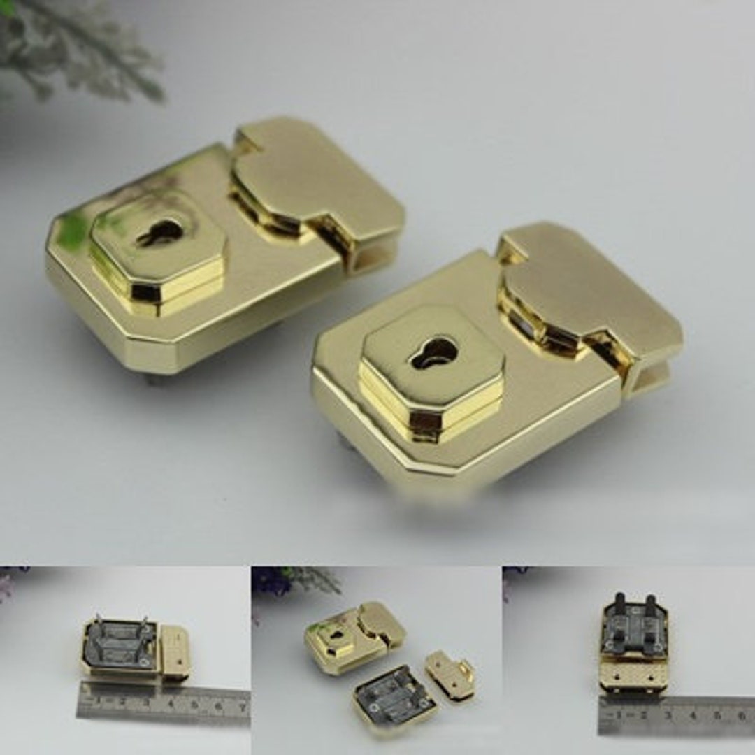 Rectangle Twist Press Lock Bag Hardware Light Gold 1/10 Pcs 