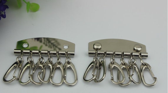 High Quality Wallet Leather Bag Handbag Purse Keychain Keyring Key Ring Row  Organizer 6 Hooks Clasp Clip Leathercraft with rivet