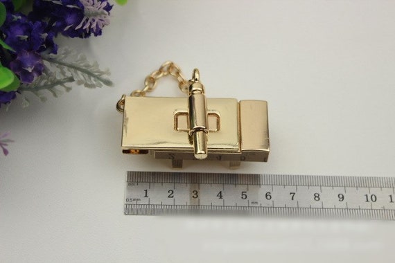 Rectangle Chain Twist Turn Lock Bag Hardware Gold Silver 
