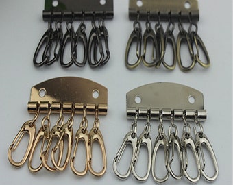 1 x Metal key holder key row keyring organnizer with 6 snap hook for  Leather craft