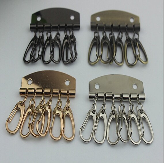 6 Hooks Metal Key Holder Plate 47mm 1 14/16 Pouch Spring Snap Purse Handbag  Wallet Keyring Keychain DIY Hardware Accessories Leathercraft 