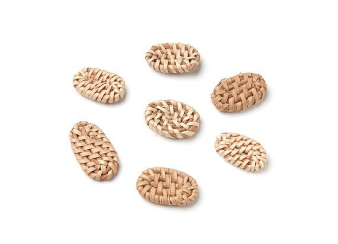 Aros de pendiente de madera de ratán natural 24x17mm encantos | Etsy