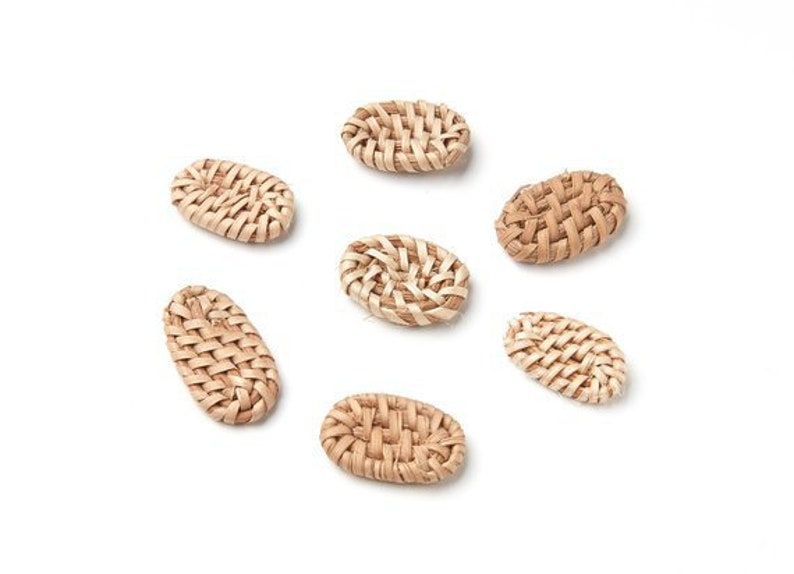 Aros de pendiente de madera de ratán natural 24x17mm encantos | Etsy