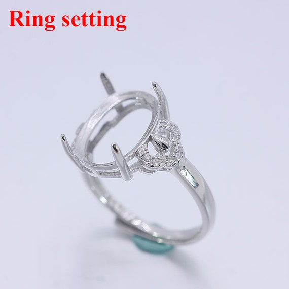 925 Sterling Silver Cz Adjustable Mount Ring Prong Setting Etsy