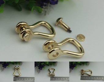 Horseshoe Handbag Connector 10pcs Bag Hardware Light Gold Metal Clip Clasp Buckle Purse Strap Handles Screw D Rings Shackle Wholesale Bulk