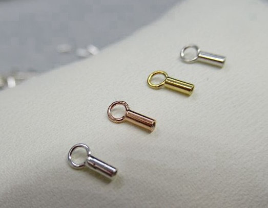 Sterling Silver Crimp Tube End Cap With Loop 0.7mm Chain Findings for  Handmade Pure Fine Jewelry Making Wholesale Bulk 