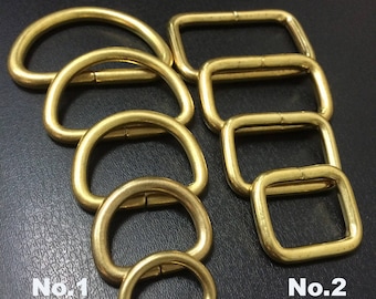 Solid Brass O D Webbing Ring Buckle Open Non-Welded Non-Soldered Rectangle Loop Strap Heavy Duty Leather Craft Hardware 16 20 25 32 38 40 mm