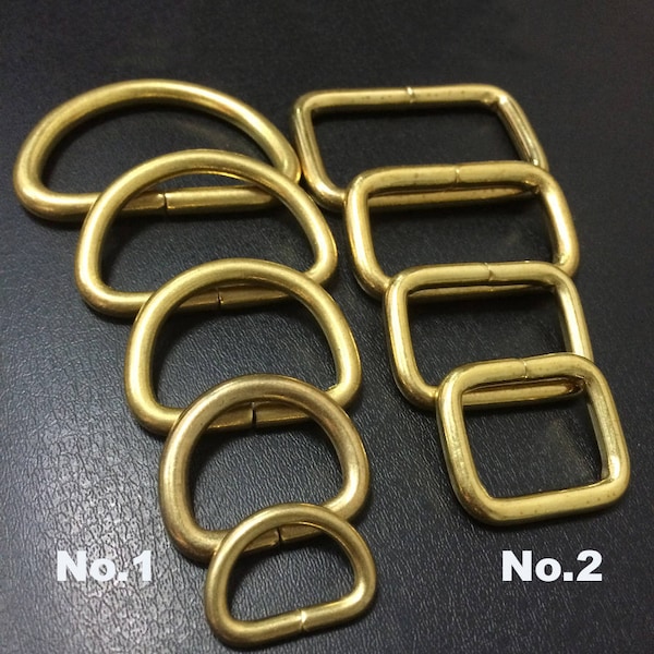 Solid Brass O D Webbing Ring Buckle Open Non-Welded Non-Soldered Rectangle Loop Strap Heavy Duty Leather Craft Hardware 16 20 25 32 38 40 mm