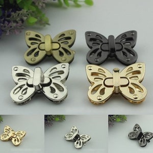 Cierre giratorio con forma de mariposa para bolso, de metal, dorado, plateado y bronce, 1/10 piezas, para hacer bolsos y carteras, 50, 35 mm, 2 1 3/8"