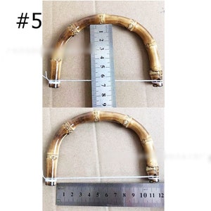 1 Pair of Bamboo Bag Round Arch Handles 125 175mm 5 7 Straps Design Handbag Purse Clutch Bag DIY Replacement Wood Boho Hardware Accessories image 6