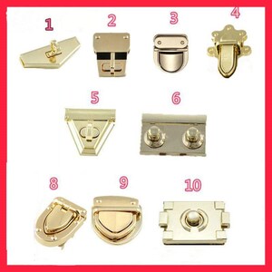 Serrures de sac en métal Fermoir de sac à main Fermoir mousqueton Bouton rotatif à rabat Serrure d'embrayage Portefeuille 2 po. Or Triangle ovale Rectangle Quincaillerie de forme carrée