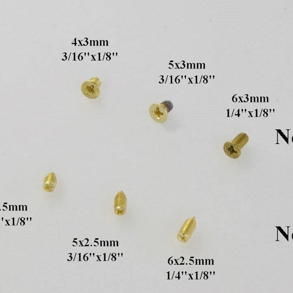 Flat Round Head Bugle Tapping Screw Mini Tiny Machine Screw Belt Tip Buckle Replacement Cross X Phillips Drive Gold Hinge Wood Leathercraft