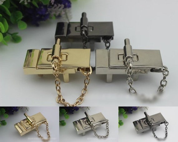 Rectangle Chain Twist Turn Lock Bag Hardware Gold Silver 