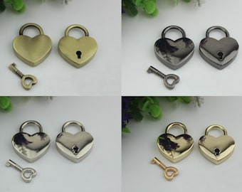 Padlock Bag Hardware Heart Gold Silver Gunmetal Bronze Love 1/20 pcs Handmade Purse Handbag Making Metal Bulk Wholesale Accessories Supplies