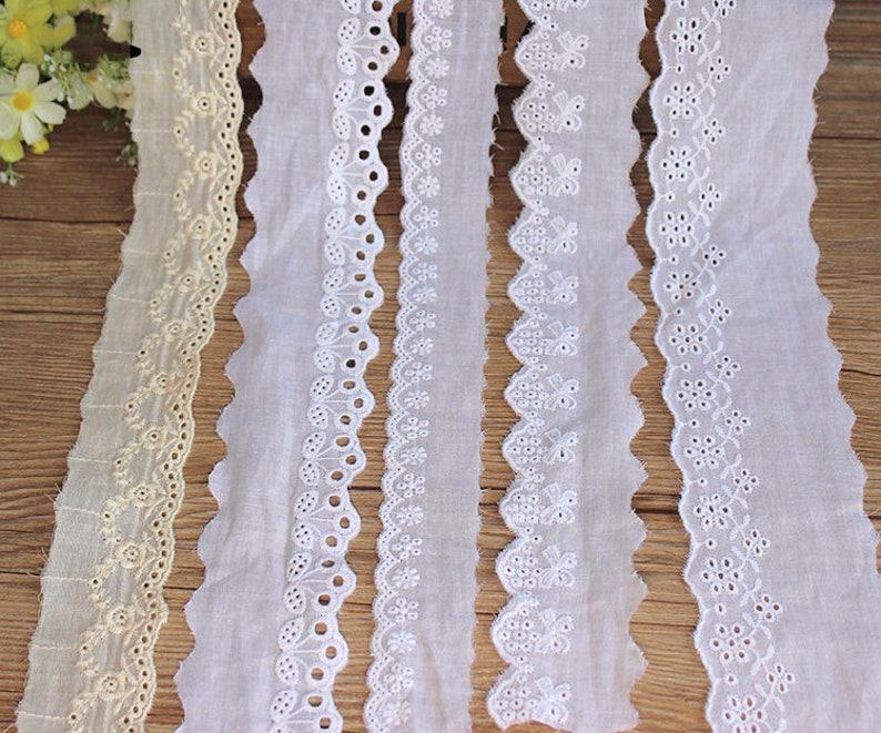Embroidery Scalloped Cotton Eyelet Lace Trim Etsy