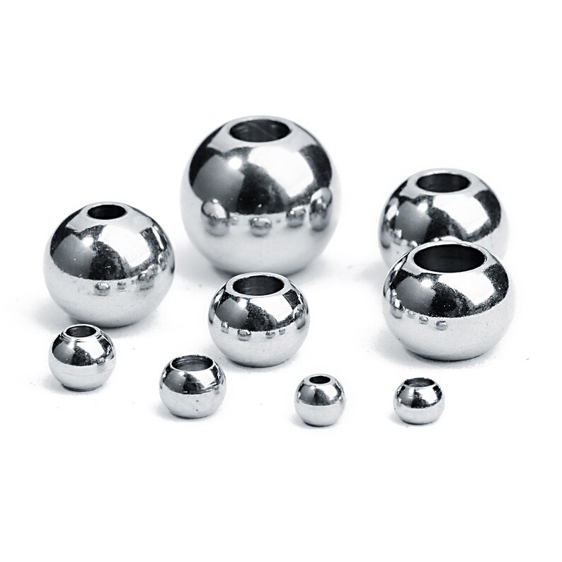 Stainless Steel Smooth Round Metal Ball Center Drilled Small Etsy