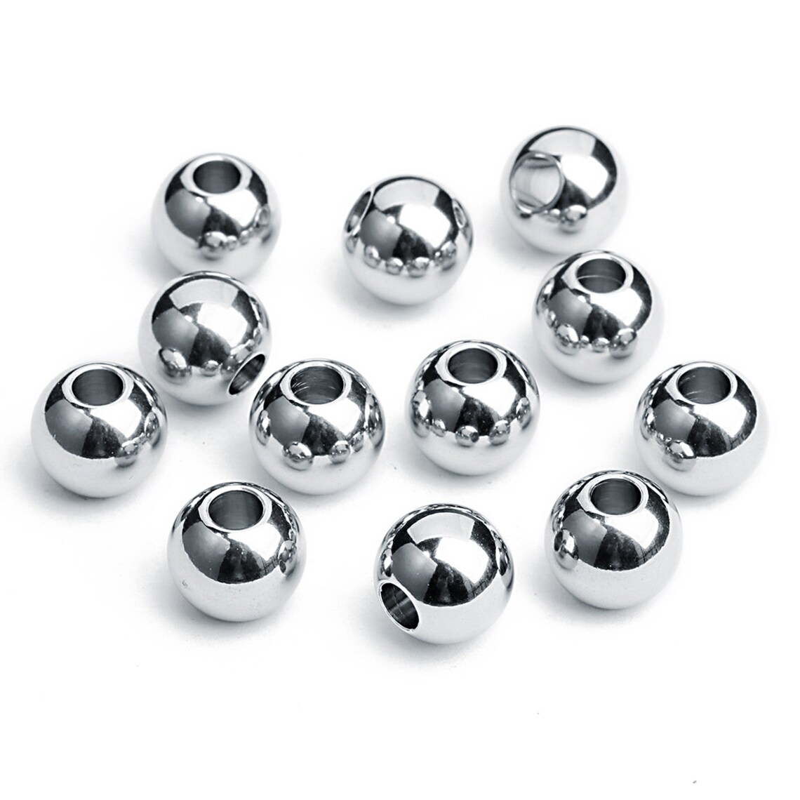 Stainless Steel Smooth Round Metal Ball Center Drilled Small Etsy