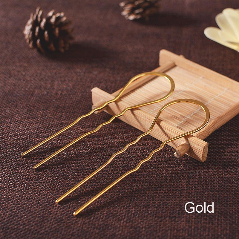 3x10.5cm Metal Ushape Wavy Hair Fork Pin Hairpin Slide Bun Etsy