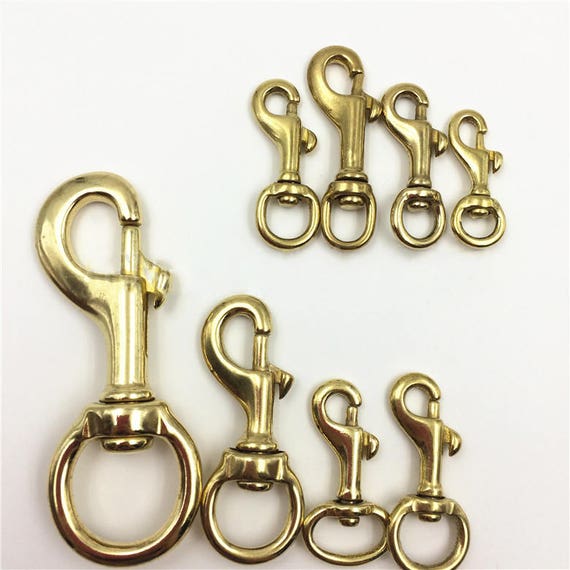 Solid Brass Swivel Eye Bolt Snap Hook Lobster Clasp Clip Spring Strap Belt  Buckle Dog Leash Lanyard Key Chain Purse Bag Tote Chunky Hardware 