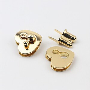 Heart Twist Turn Lock Bag Hardware Gold 1/10 pcs Handmade Purse Handbag Making Metal 34 mm 1 3/8 Supplies image 5