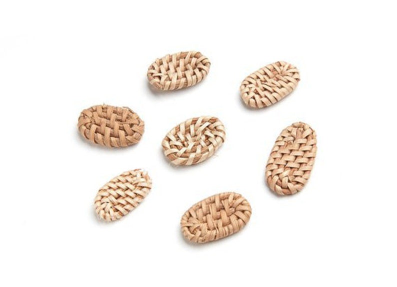 Aros de pendiente de madera de ratán natural 24x17mm encantos | Etsy