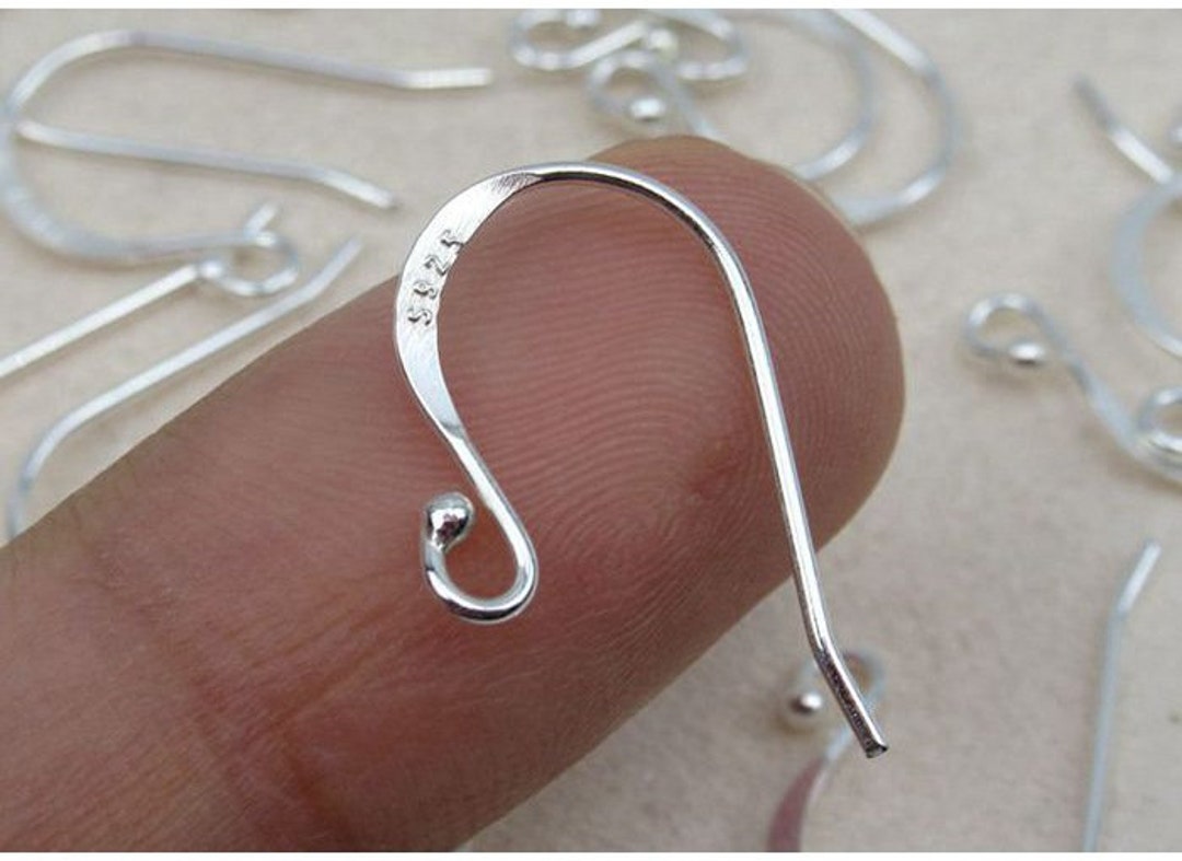 Sterling Silver Fish Hook Earring Wires 11x19mm Earring Findings for