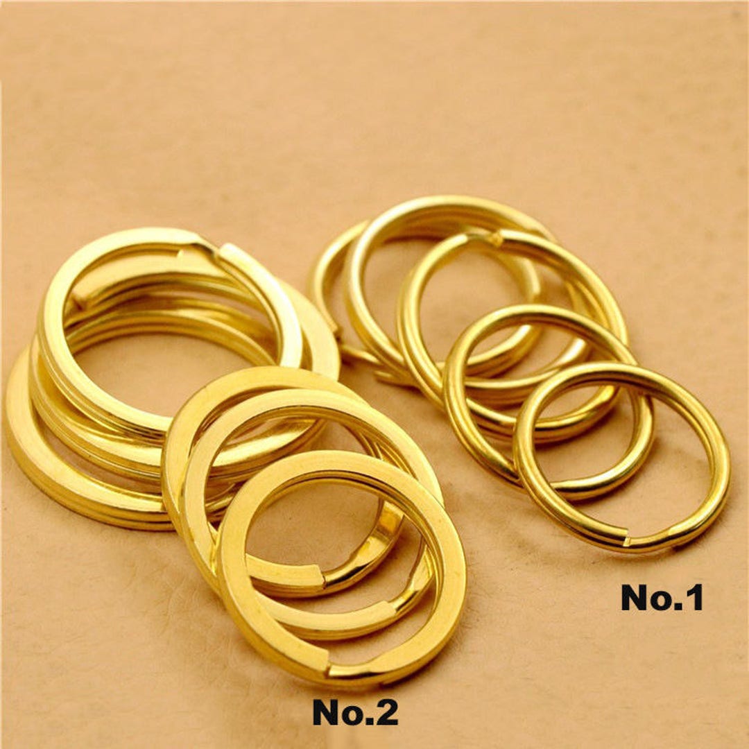 Seven & Nine Service 12 Pieces Wholesale Solid Brass Flat Split Key Ring Chain Hook Hardware (35mm)