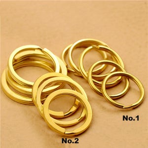 Massivem Messing Split Schlüsselring Runde Flach Hang Kette Haken DIY Craft Key Fob Hardware Zubehör 12-35 mm