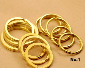 Solid Brass Split Key Ring Round Flat Hang Chain Hook DIY Craft Key Fob Hardware Accessories 12-35mm