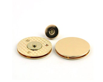 Magnetic Button Lock 42mm 1 5/8" Purse Charm Organizer Luggage Hardware Gold Lock No Key Closure Small Bag Clutch Metal Accessories