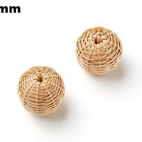 Natural Rattan Wood Earring Hoops 27mm-1-1/8" Ball Wooden Charms Handwoven Circle Findings Woven Boho Jewelry Making Blanks Wholesale Bulk