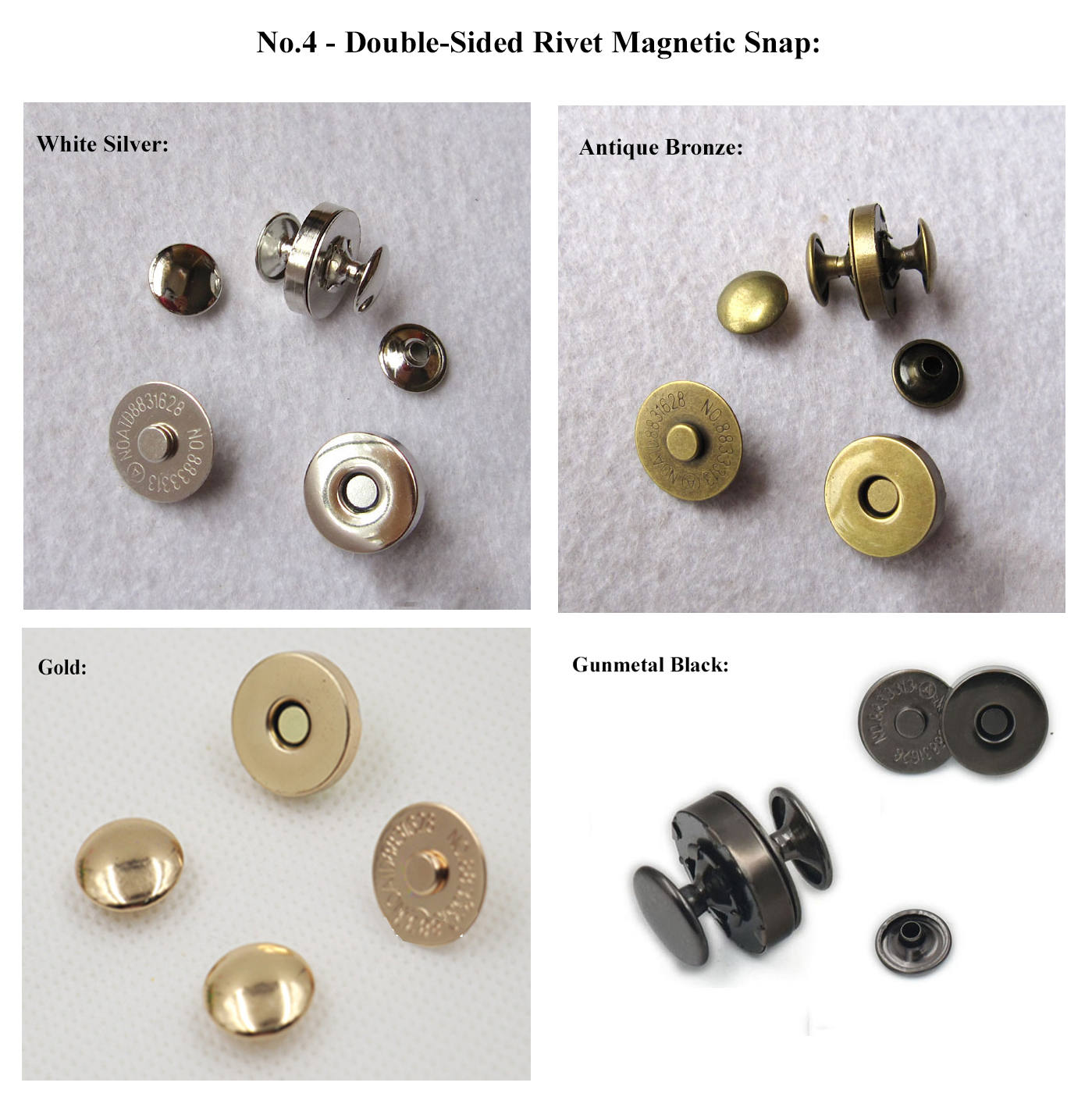 ALL in ONE Magnetic Snaps Purse Double Rivet Closures Round Clasp Stud  Button (Antique Bronze 10 Sets)