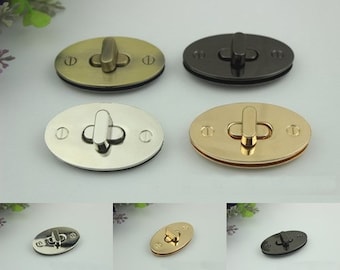 Oval Twist Turn Lock Bag Hardware Gold Silver Gunmetal Bronze 1/10 pcs Handmade Purse Handbag Making Metal 50 30mm 2 1 1/8" Supplies