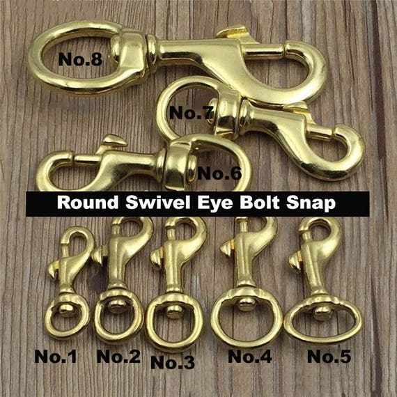 Solid Brass Swivel Eye Bolt Snap Hook Lobster Clasp Clip Spring Strap Belt  Buckle Dog Leash Lanyard Key Chain Purse Bag Tote Chunky Hardware 