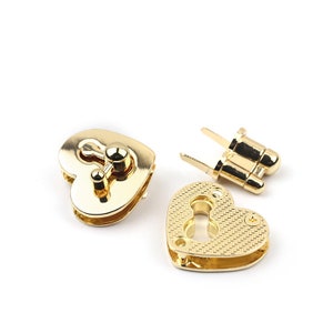 Heart Twist Turn Lock Bag Hardware Gold 1/10 pcs Handmade Purse Handbag Making Metal 34 mm 1 3/8 Supplies image 6