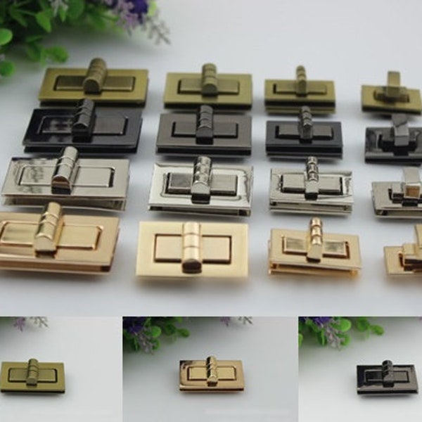 Rectangle Twist Turn Lock Bag Hardware Gold Silver Gunmetal Bronze 1/10 pcs Handmade Purse Handbag Making Metal 25 31 39 46 mm Bulk Supplies