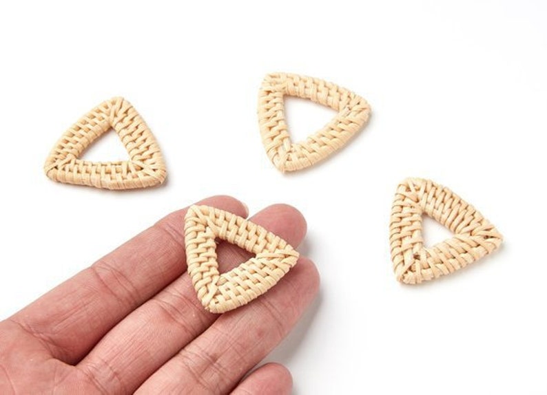 Natural Rattan madera aretes aros 38x35mm triángulo de madera | Etsy