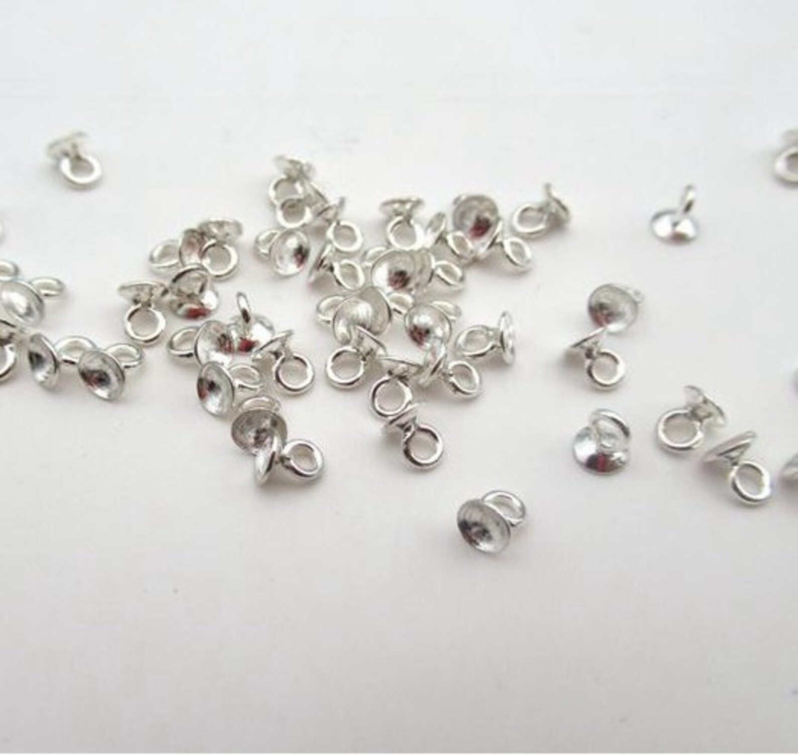 Sterling Silver Pearl Cup 3 4 mm Beads Findings for Handmade Etsy