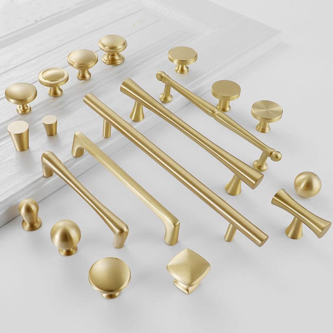 Solid Brass Handles Knobs Cupboard Kitchen Cup Drawer Bin Pulls Cabinet ...