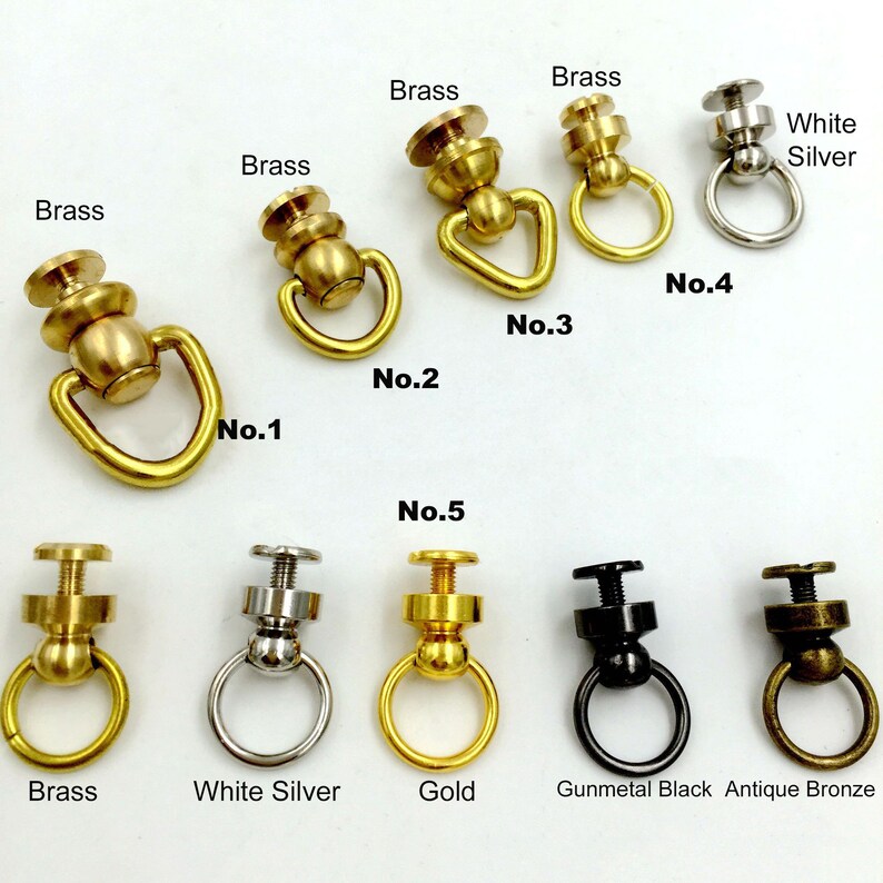Solid Brass Chain Screw Connector Back Pull Ring Loop Strap Etsy