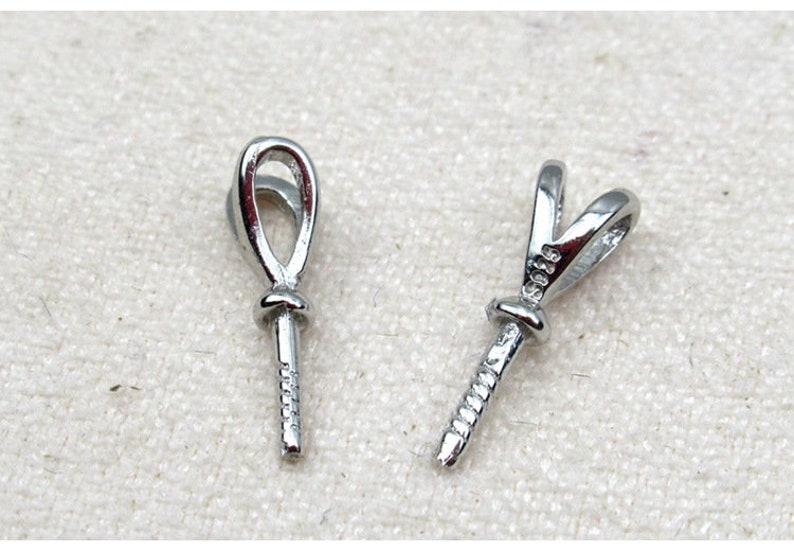 Sterling Silver Peg Bail 3.5x11mm Pendant Findings for Handmade Pure Fine Jewelry Making Wholesale Bulk image 7