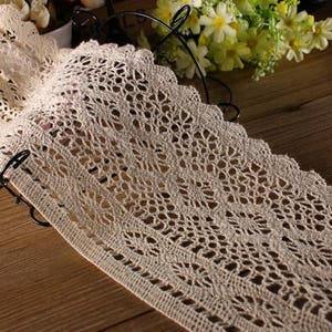 Vintage off White Cotton Lace Trim Embroidered Scalloped Lace 3 Inch Wide 2  Yards Sewing Lace 