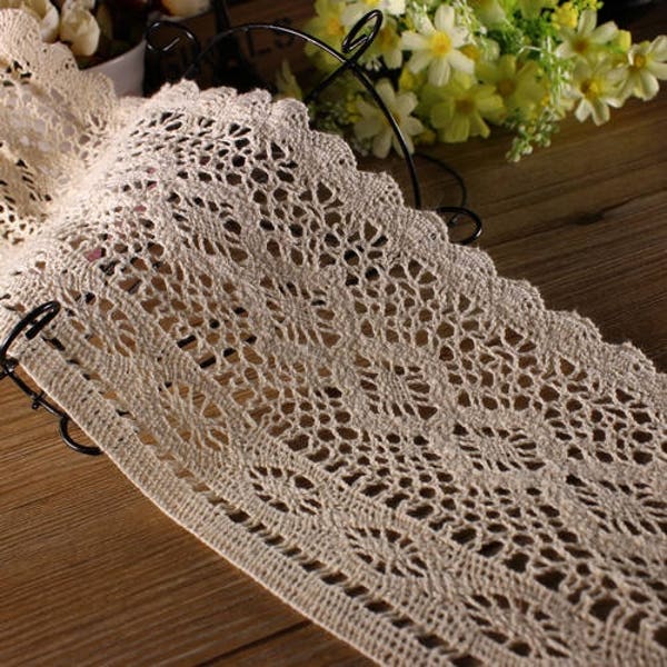 Vintage Style Lace Edge Trim 12 cm / 5 inches Wide Dress Sewing Cotton Crochet Ribbon Bridal