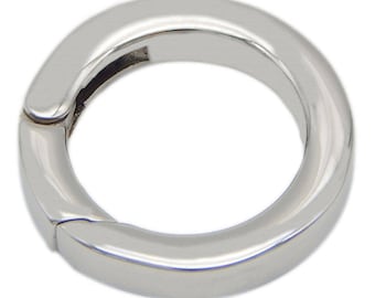 Spring Ring  3/4" 20mm Surgical Stainless Steel Carabiner Round Push Gate Snap Open Hook Silver Tone Hinge Key Camping