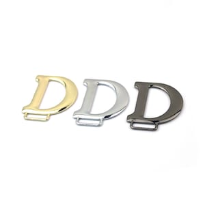 Étiquette de sac à main en forme de D 1/10 pièces breloque pour matériel de sac or argent noir sac à main fait main faisant décoration en métal 48 mm 1 7/8" fournitures de gros