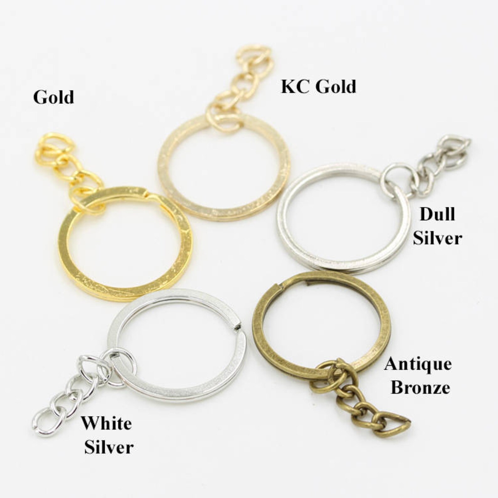 Round Flat Split Key Ring Extender Chain Blank Keychain Bag Etsy