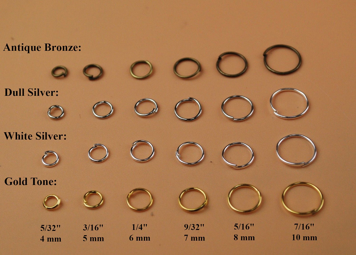 Round Open Jump Rings Thin Connector Link Attach Charm Clasp 4 5 6 7 8 10  Mm OD 21 Gauge Wire Chainmail Chainmaille Weave Silver Gold Bulk 