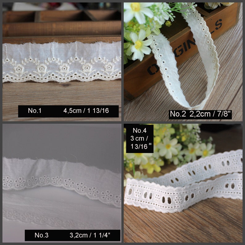 Embroidery Scalloped Cotton Eyelet Lace Trim image 3